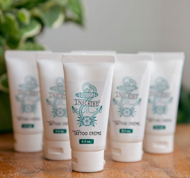 Product photo of Inscrib'd Tattoo Creme in squeeze tubes.