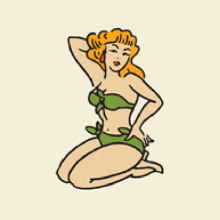 Traditional American style tattoo illustration- pin up girl